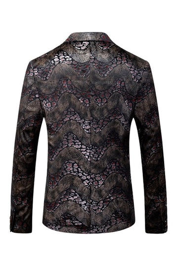 Svart tryckt skårad kavajslag för män Balkavaj